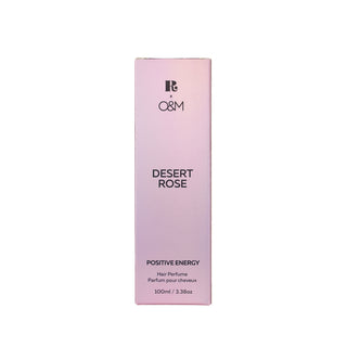 Pink hair perfume box labeled 'Desert Rose' with 'R&G' branding on a white background